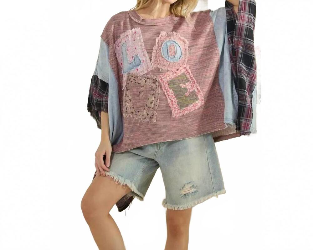 NEW OLI & HALI women's caroline love patchwork top in pink